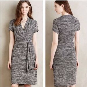 Maeve textured Charcoal faux Wrap Mini Dress
